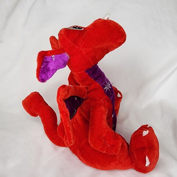 Plush Dragon Red Purple Silver stars 9" Stuffed Animal Sureshot Redemption - Picture 3 of 6